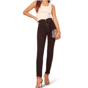 Reformation Yasmin High Rise Exposed Zip Jeans Black size 26